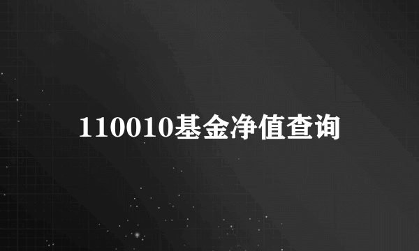 110010基金净值查询