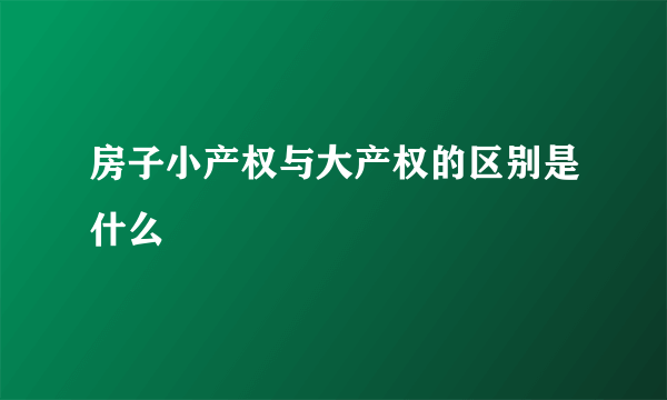 房子小产权与大产权的区别是什么