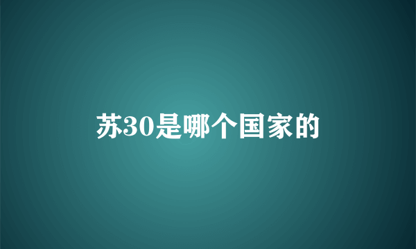 苏30是哪个国家的