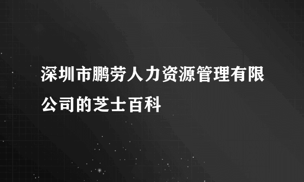 深圳市鹏劳人力资源管理有限公司的芝士百科