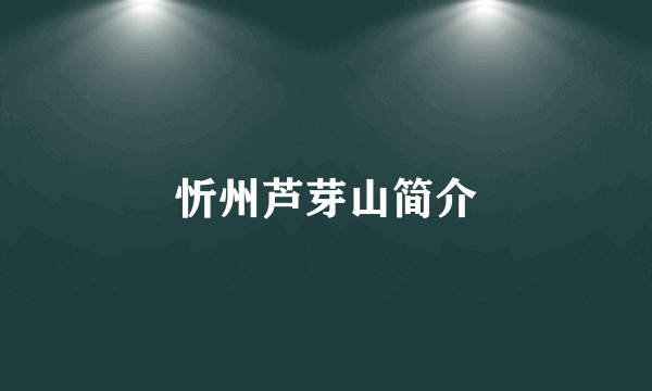 忻州芦芽山简介