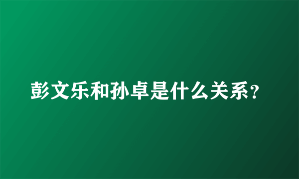 彭文乐和孙卓是什么关系？