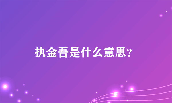 执金吾是什么意思？