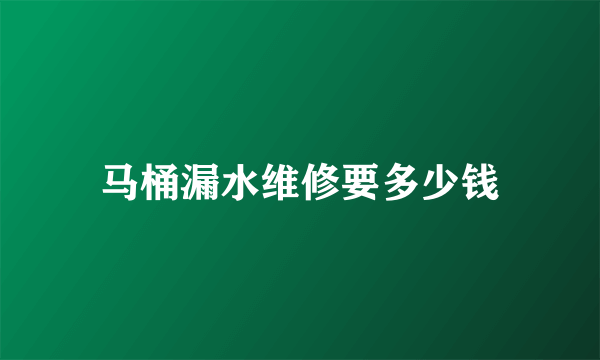 马桶漏水维修要多少钱