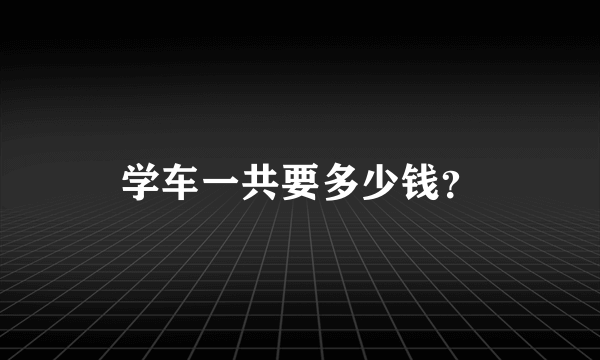 学车一共要多少钱？