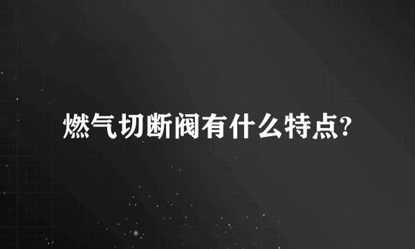 燃气切断阀有什么特点?