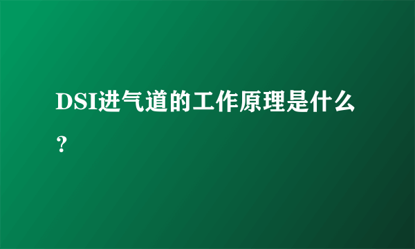 DSI进气道的工作原理是什么？