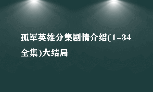 孤军英雄分集剧情介绍(1-34全集)大结局