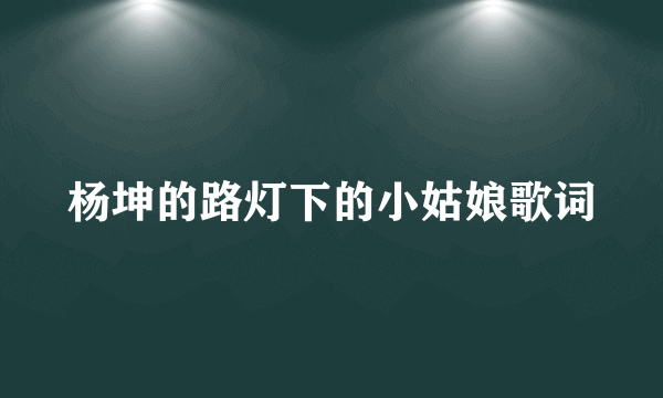 杨坤的路灯下的小姑娘歌词