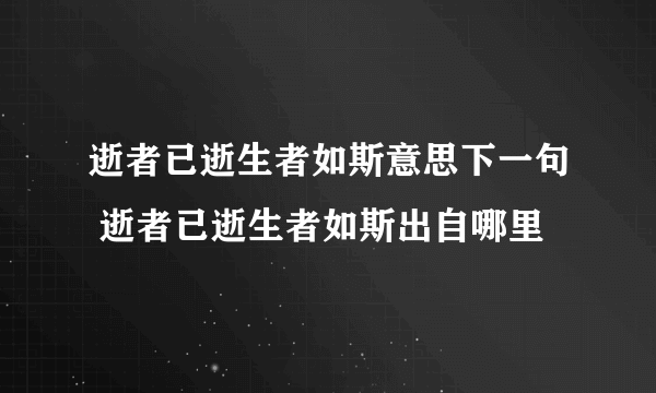 逝者已逝生者如斯意思下一句 逝者已逝生者如斯出自哪里