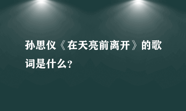 孙思仪《在天亮前离开》的歌词是什么？