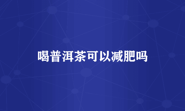 喝普洱茶可以减肥吗