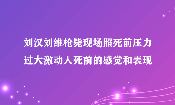 刘汉刘维枪毙现场照死前压力过大激动人死前的感觉和表现
