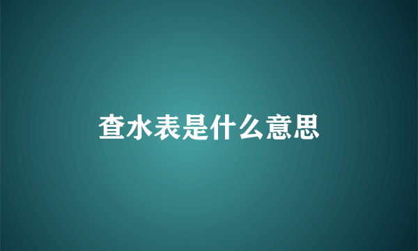 查水表是什么意思