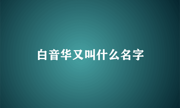 白音华又叫什么名字