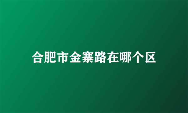 合肥市金寨路在哪个区