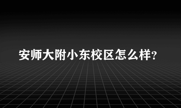 安师大附小东校区怎么样？