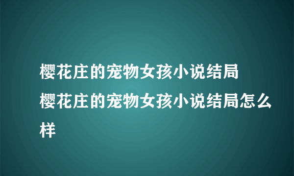 樱花庄的宠物女孩小说结局 樱花庄的宠物女孩小说结局怎么样