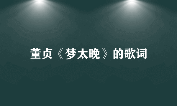 董贞《梦太晚》的歌词