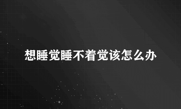 想睡觉睡不着觉该怎么办