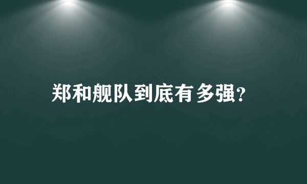 郑和舰队到底有多强？