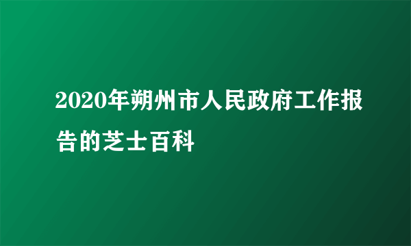 2020年朔州市人民政府工作报告的芝士百科