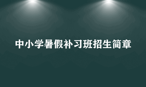 中小学暑假补习班招生简章
