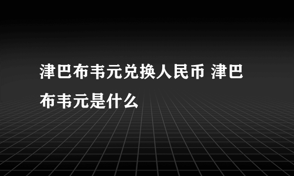 津巴布韦元兑换人民币 津巴布韦元是什么