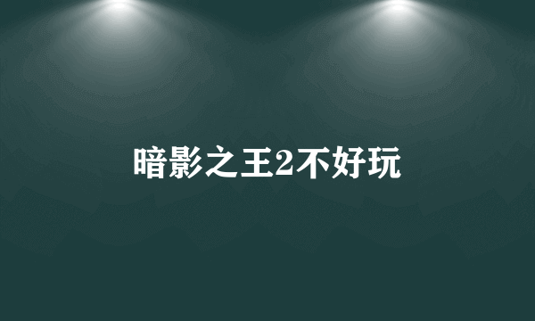 暗影之王2不好玩