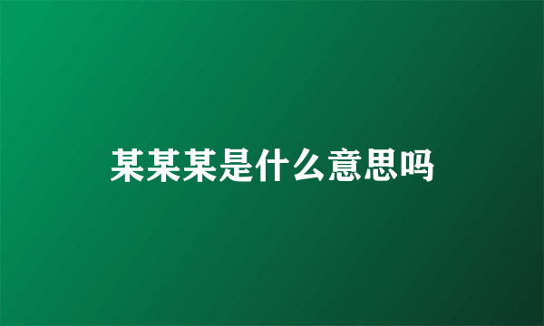 某某某是什么意思吗