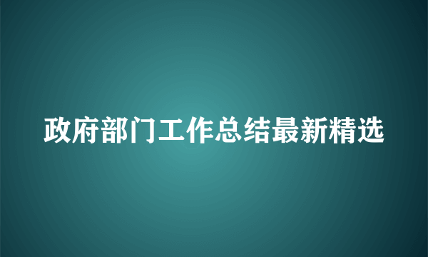 政府部门工作总结最新精选