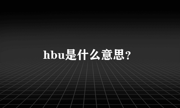 hbu是什么意思？