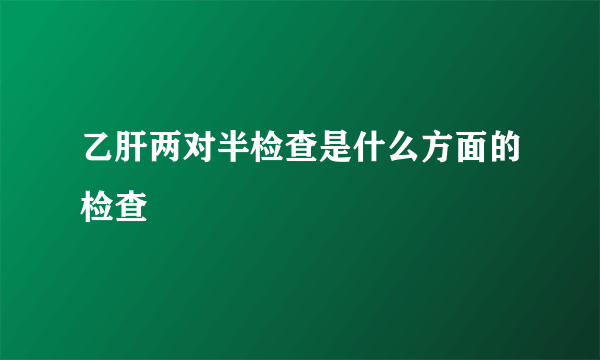 乙肝两对半检查是什么方面的检查