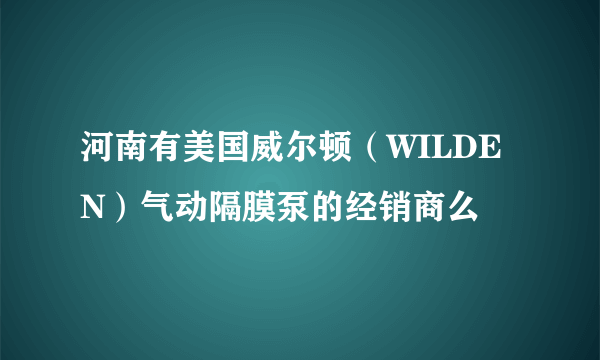 河南有美国威尔顿（WILDEN）气动隔膜泵的经销商么