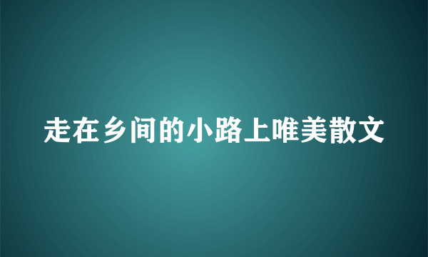 走在乡间的小路上唯美散文