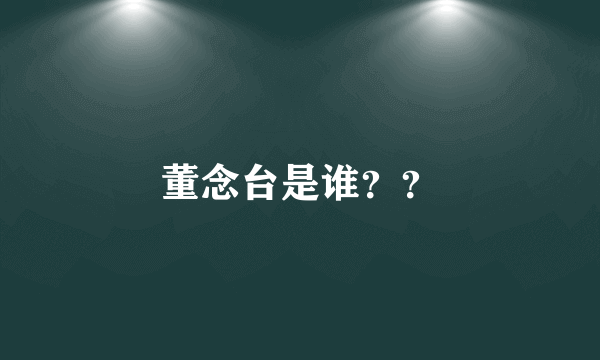 董念台是谁？？