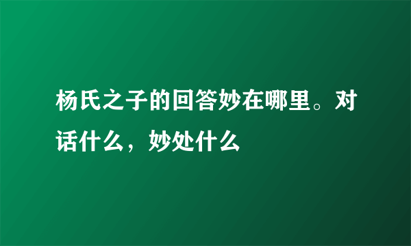 杨氏之子的回答妙在哪里。对话什么，妙处什么
