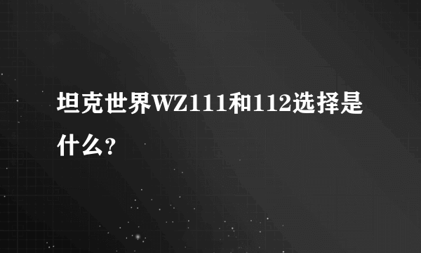 坦克世界WZ111和112选择是什么？