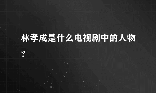 林孝成是什么电视剧中的人物？
