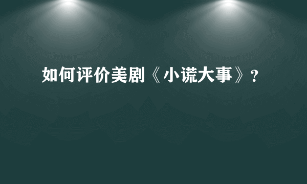 如何评价美剧《小谎大事》？