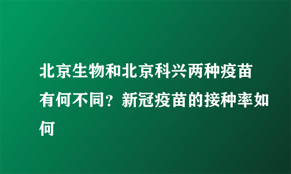 北京生物和北京科兴两种疫苗有何不同？新冠疫苗的接种率如何