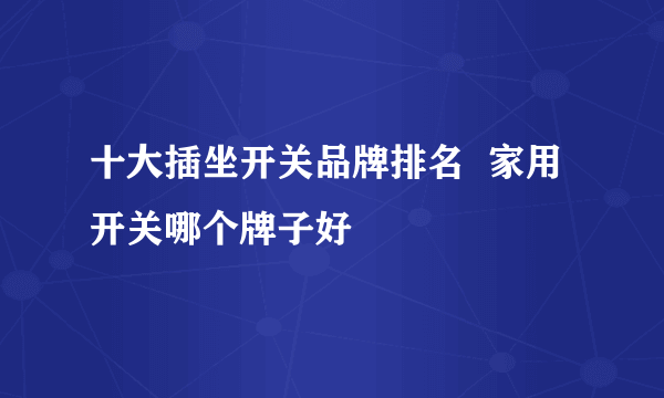 十大插坐开关品牌排名  家用开关哪个牌子好