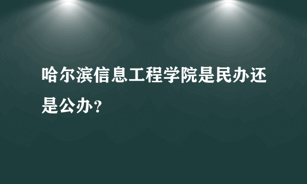 哈尔滨信息工程学院是民办还是公办？
