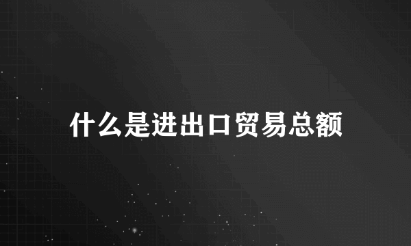 什么是进出口贸易总额