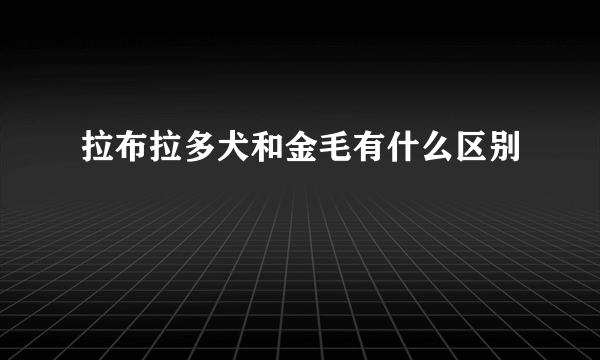 拉布拉多犬和金毛有什么区别