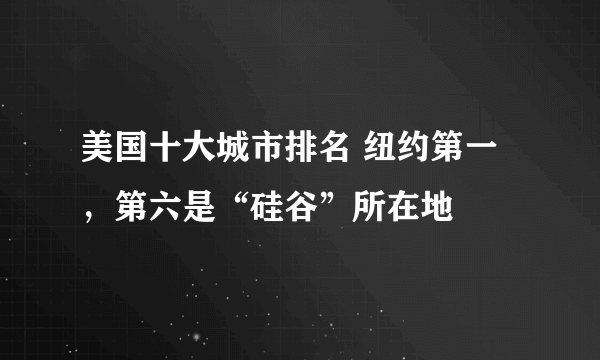 美国十大城市排名 纽约第一，第六是“硅谷”所在地