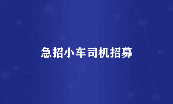 急招小车司机招募