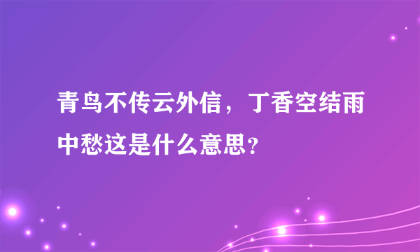 青鸟不传云外信，丁香空结雨中愁这是什么意思？