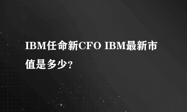IBM任命新CFO IBM最新市值是多少？