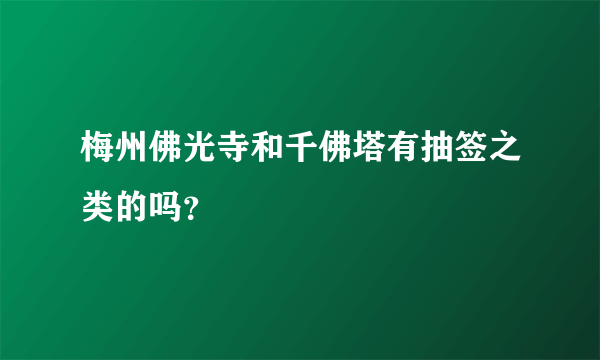 梅州佛光寺和千佛塔有抽签之类的吗？